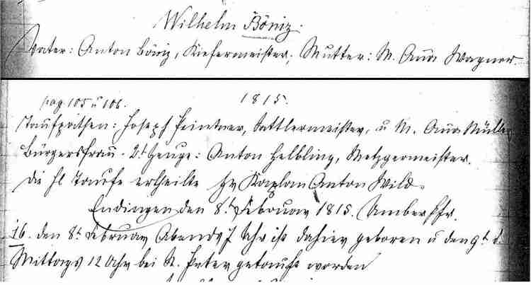 Missing German birth record.